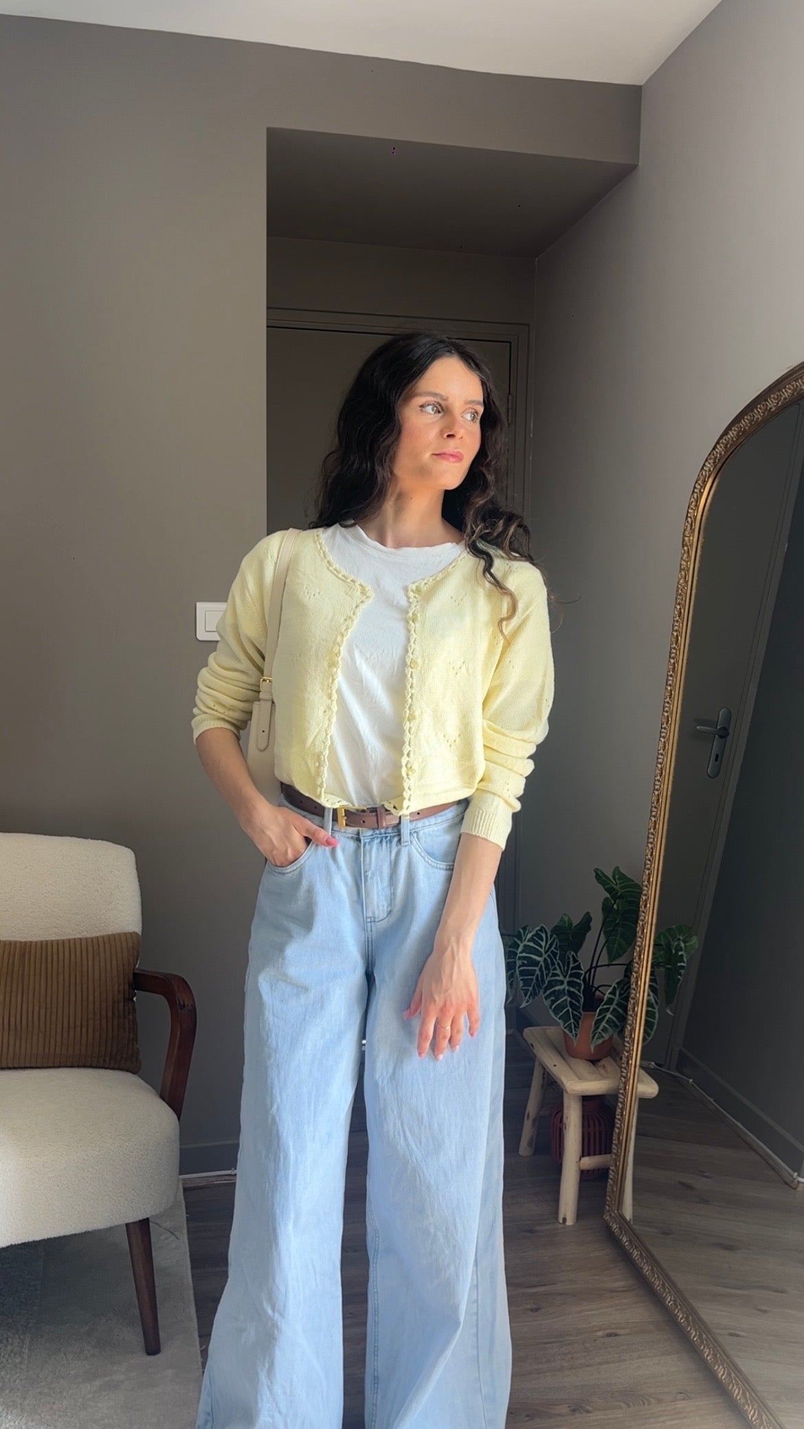 Marguerite jaune - Gilet maille fine