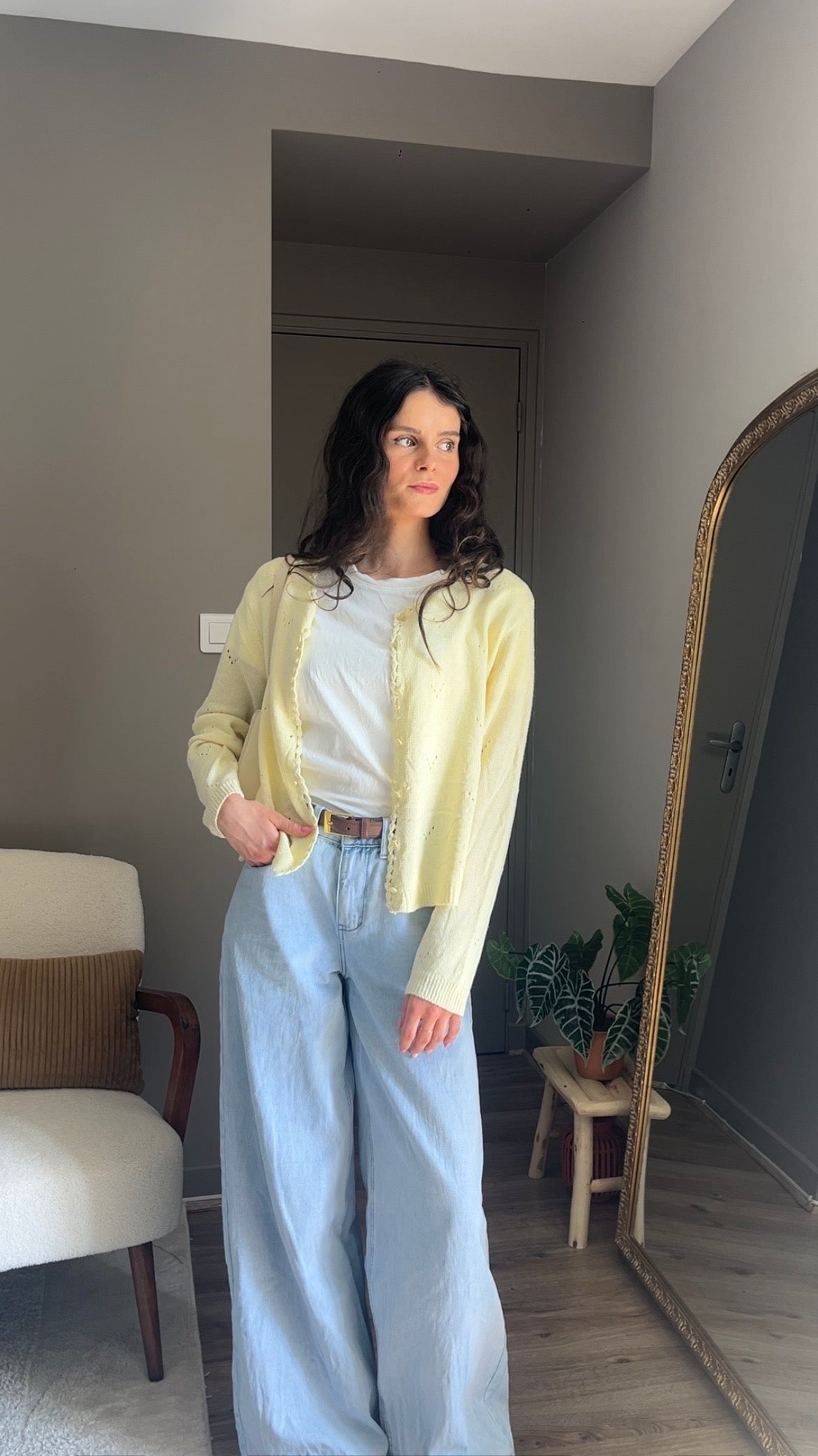 Marguerite jaune - Gilet maille fine