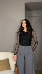 Gracie noir - Body maille transparente