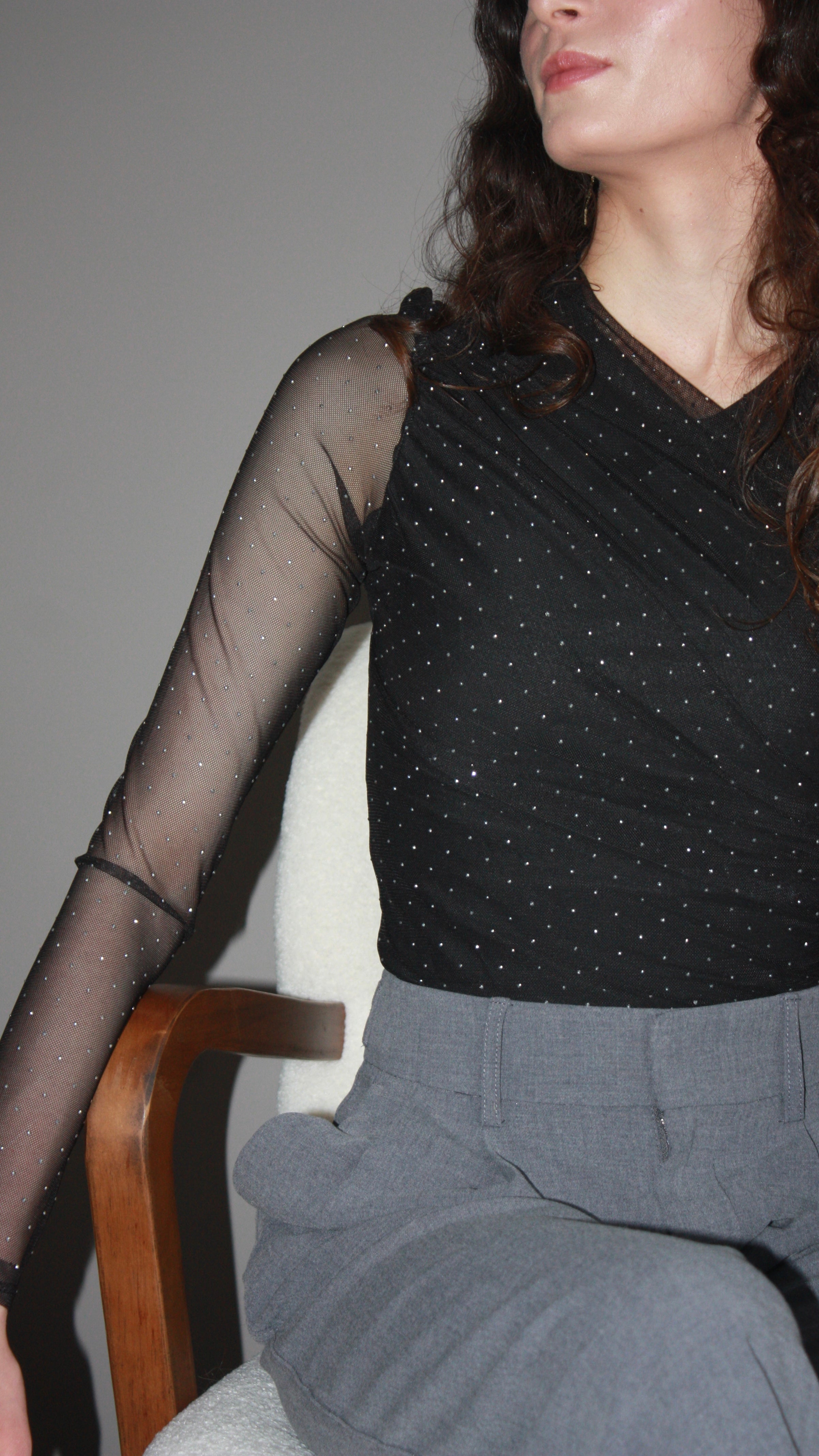 Gracie noir - Body maille transparente