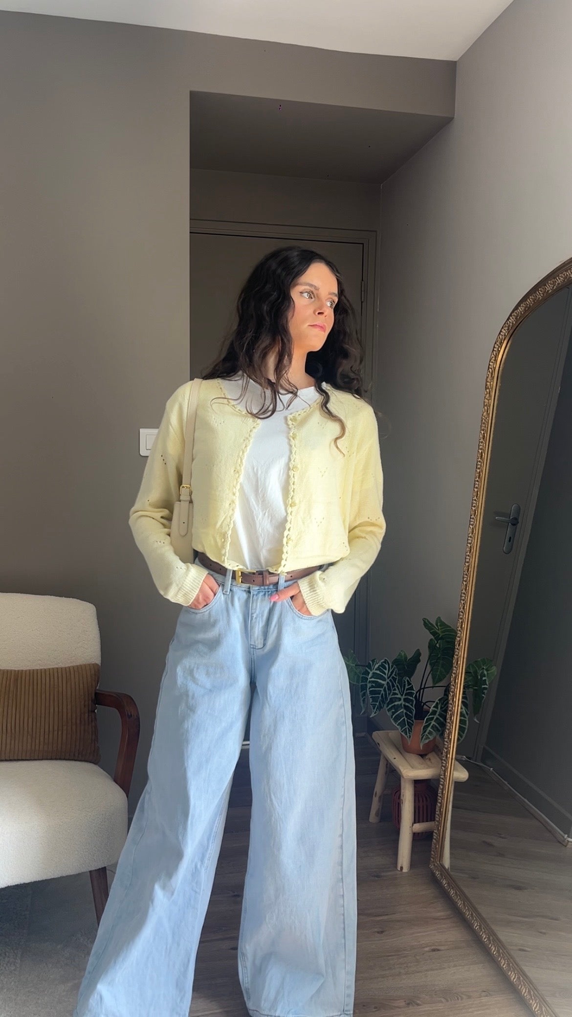 Marguerite jaune - Gilet maille fine