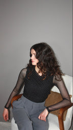 Gracie noir - Body maille transparente