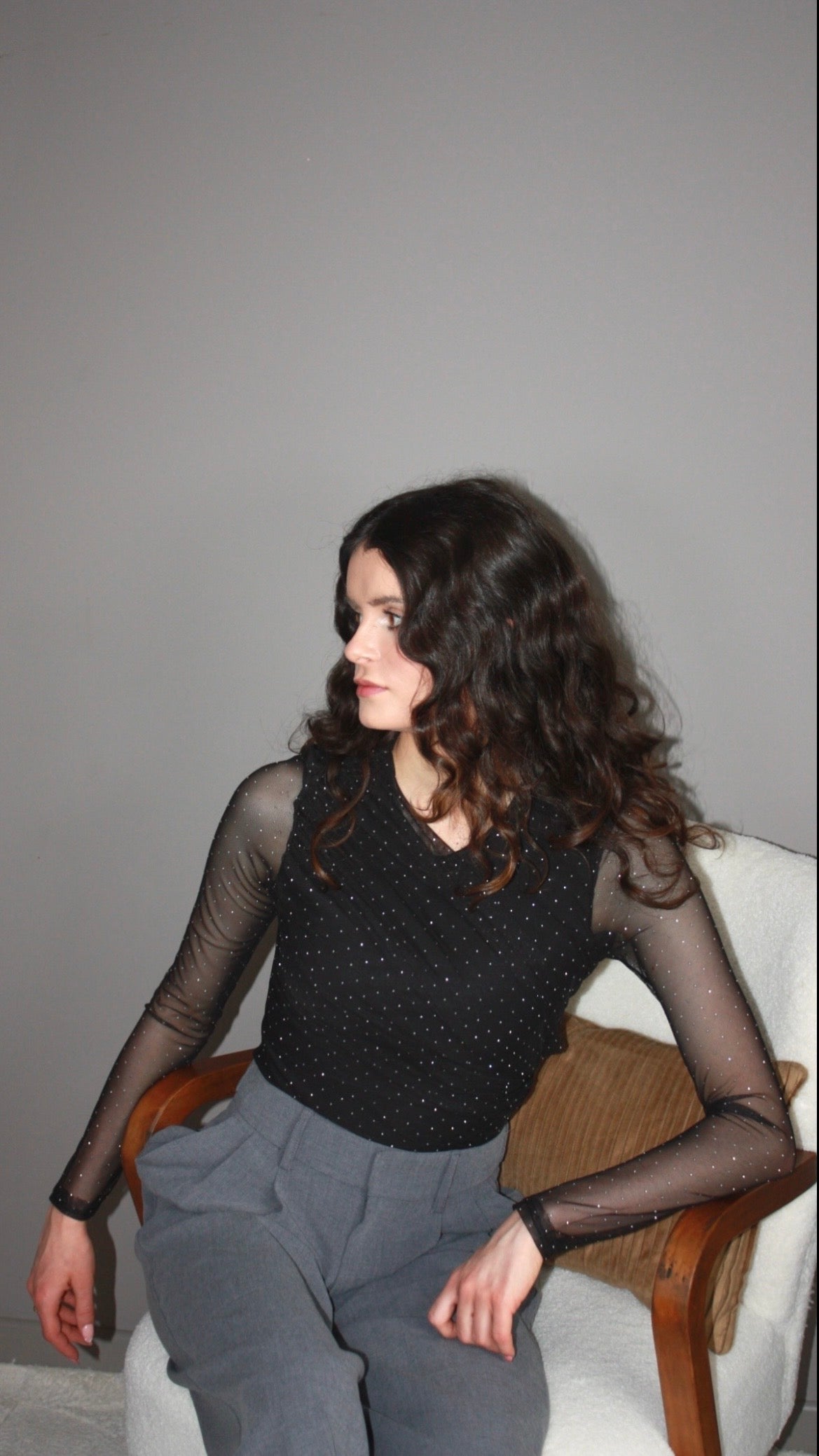 Gracie noir - Body maille transparente