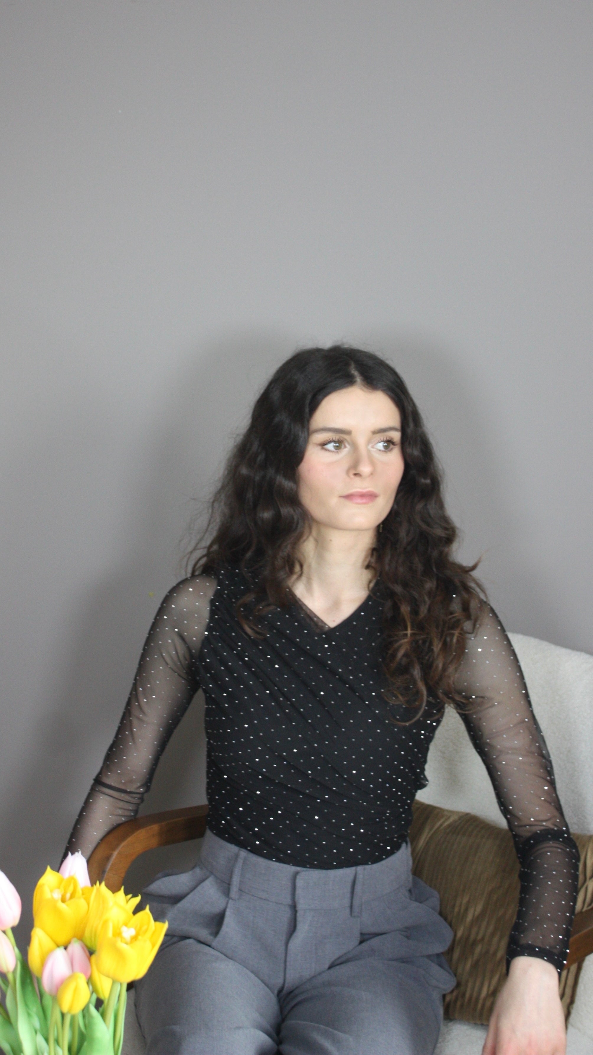 Gracie noir - Body maille transparente