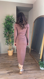 Julieta marron - Robe à encolure