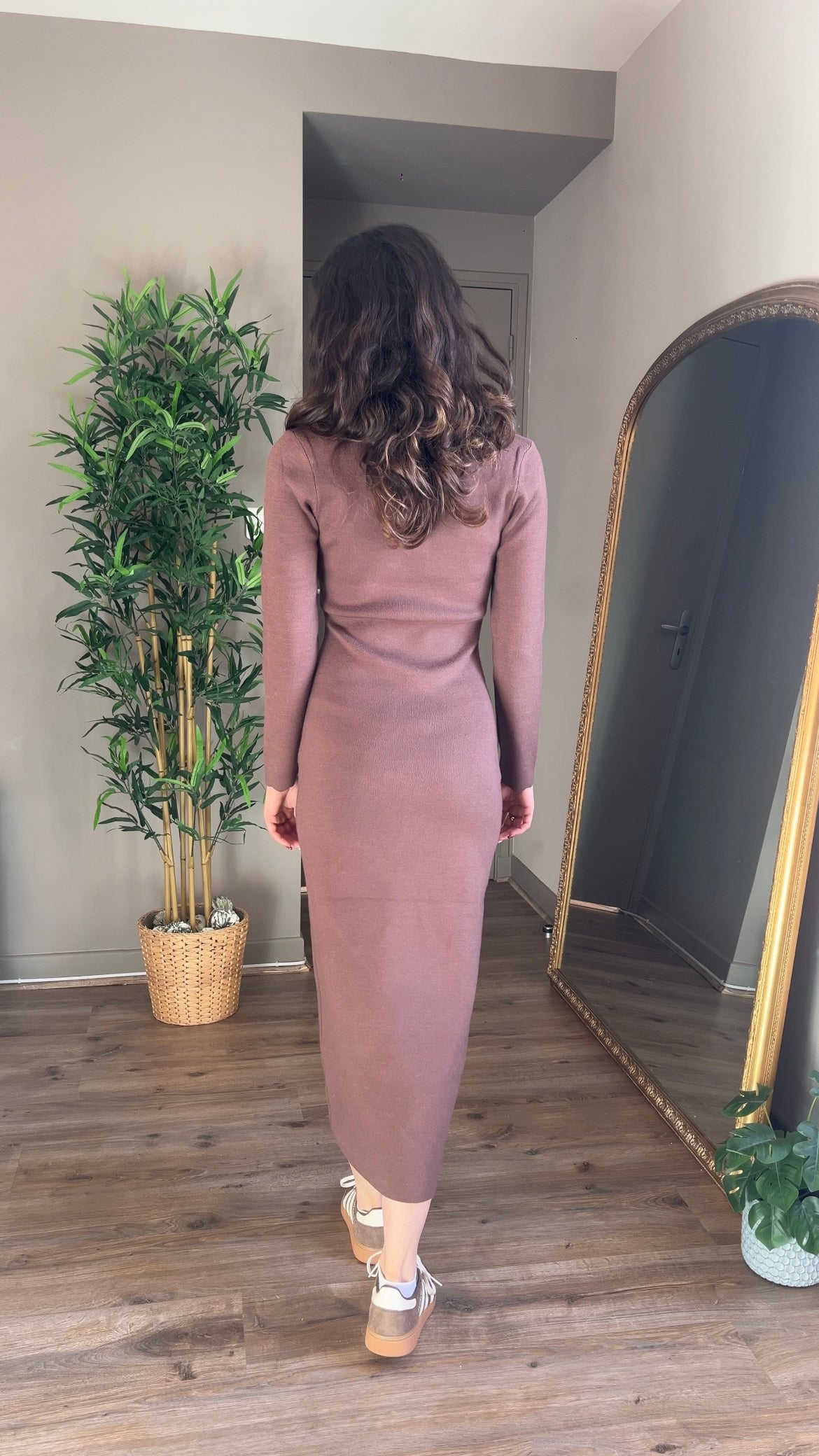 Julieta marron - Robe à encolure
