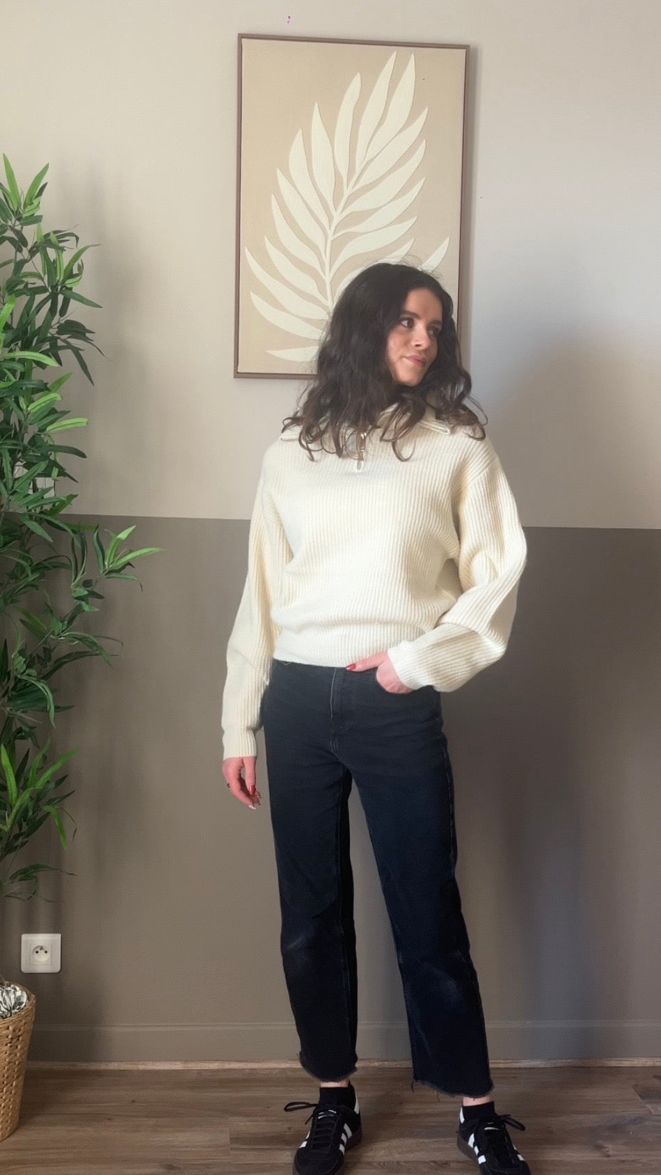 Telma crème - Pull zippé