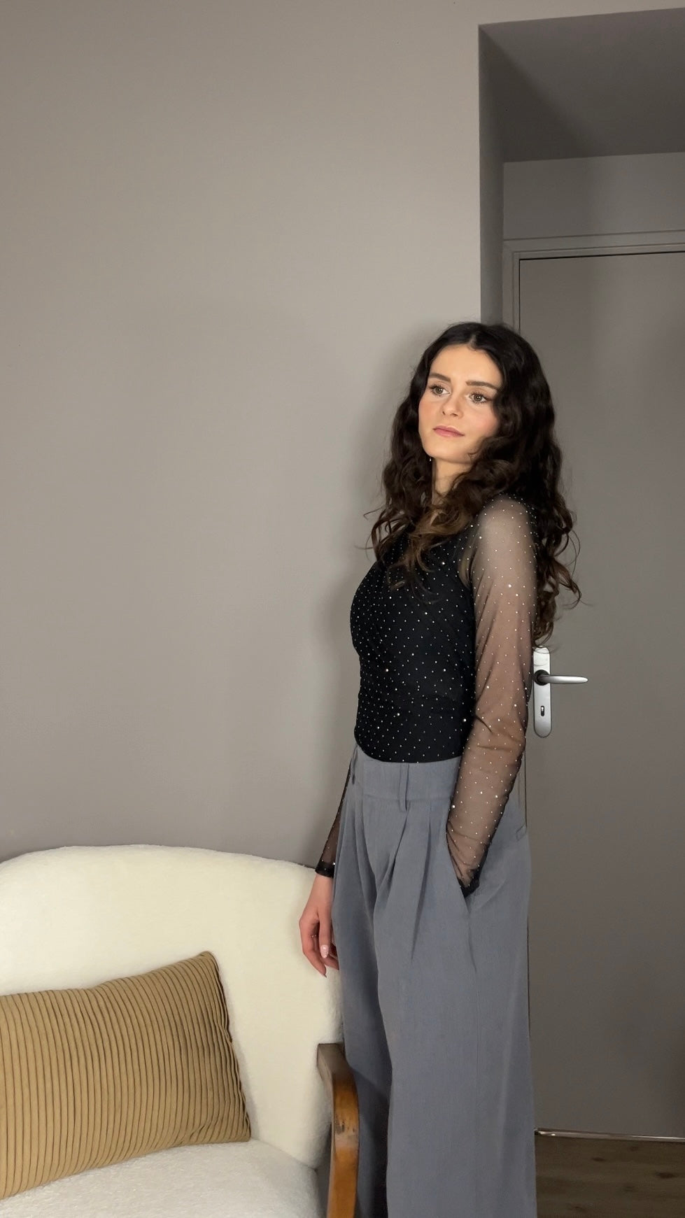 Gracie noir - Body maille transparente