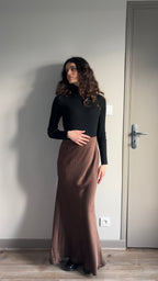 Caro chocolat - Jupe longue en satin