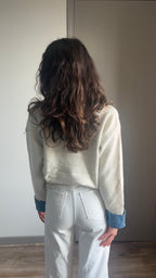 Charly beige - Pull brodé