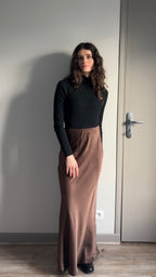 Caro chocolat - Jupe longue en satin