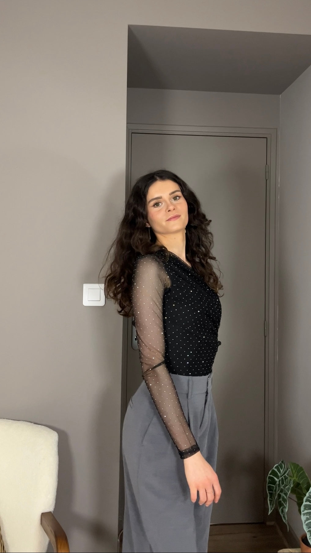 Gracie noir - Body maille transparente