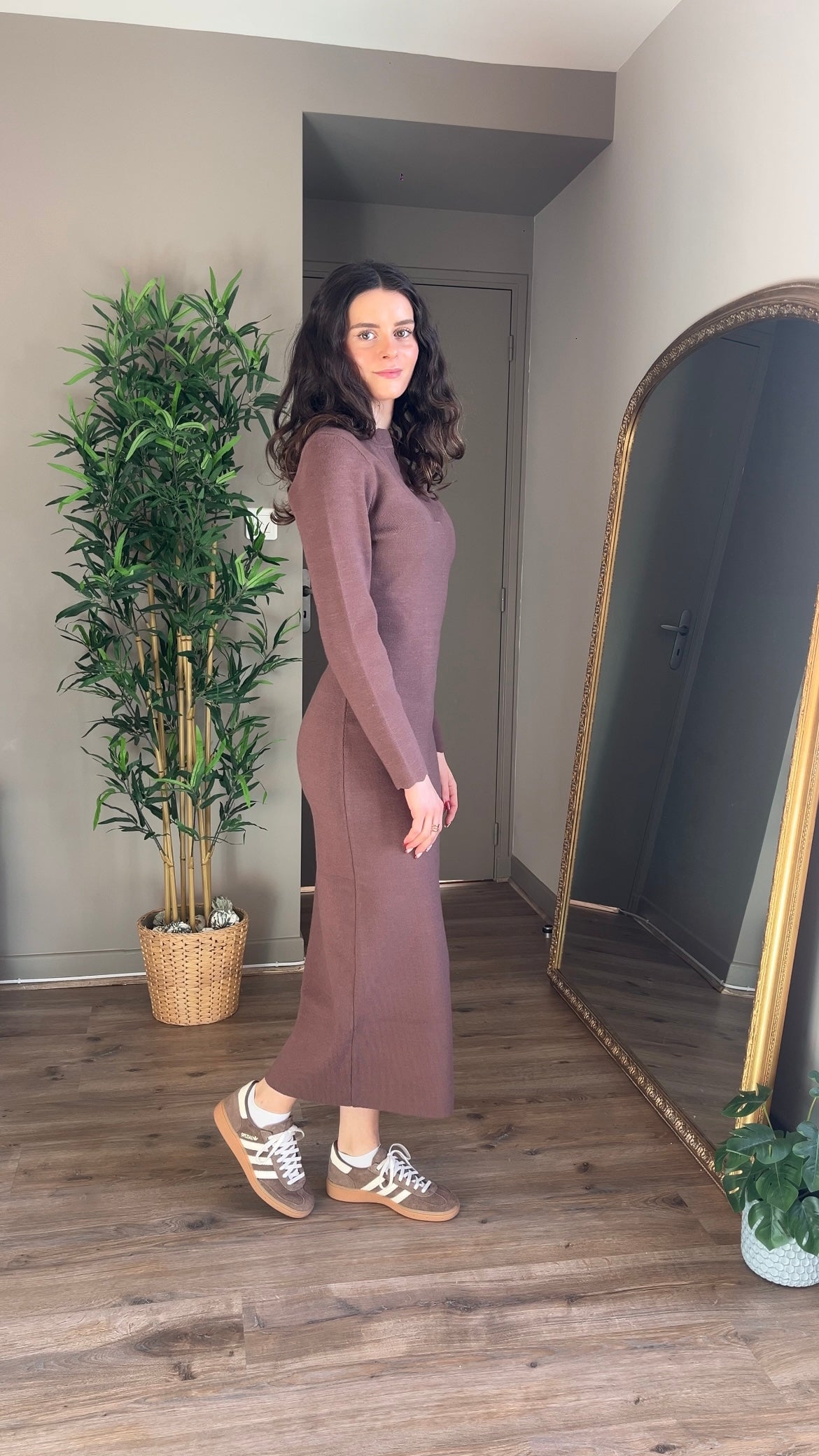 Julieta marron - Robe à encolure