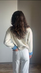 Charly beige - Pull brodé