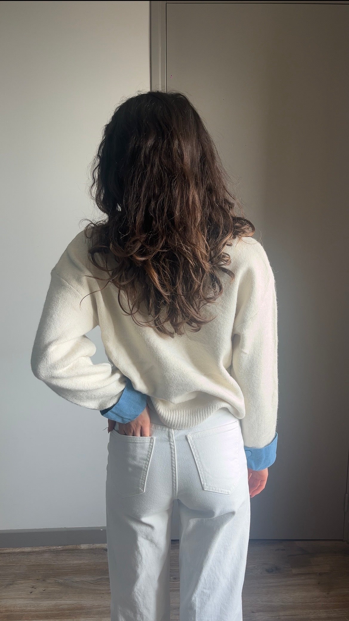 Charly beige - Pull brodé
