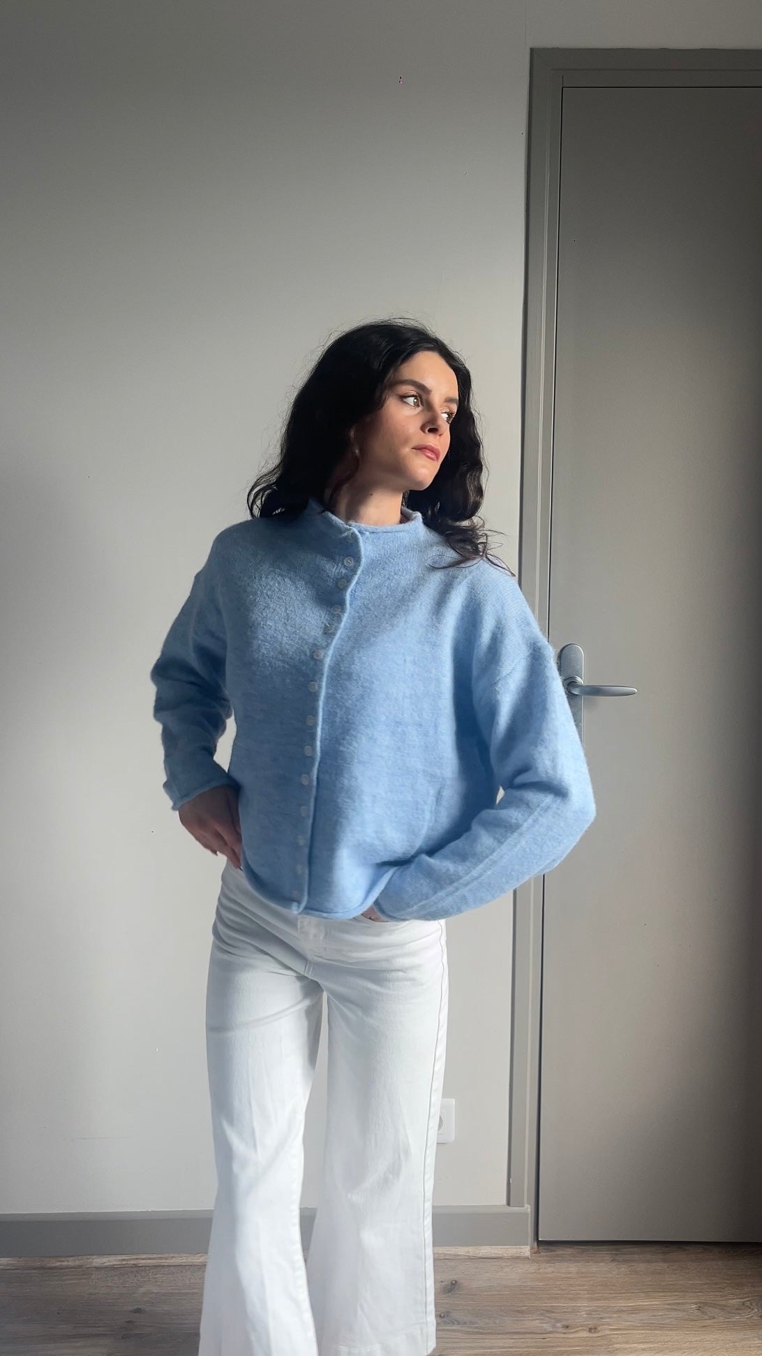 Elsa bleu - Gilet boutonné