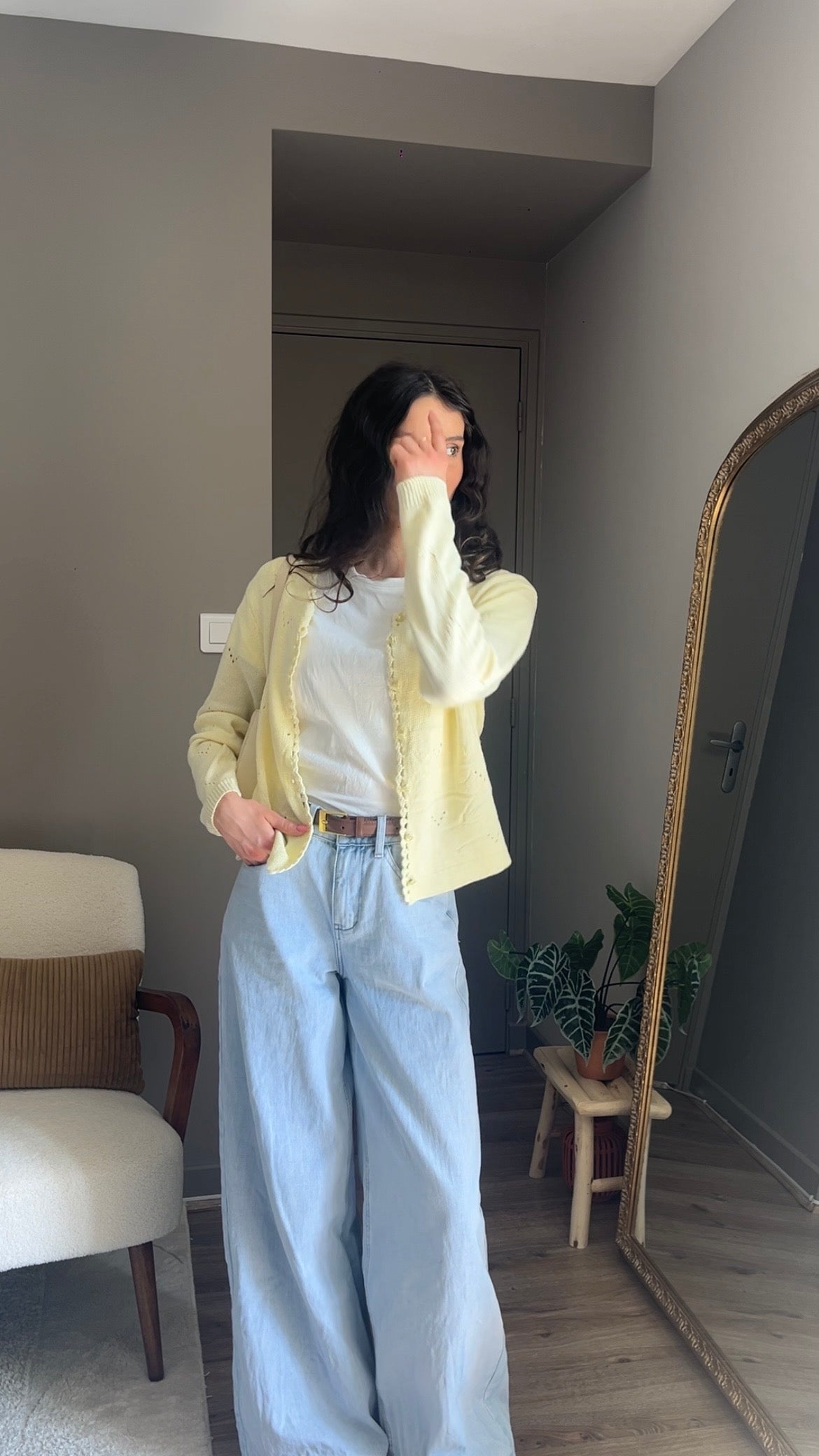 Marguerite jaune - Gilet maille fine