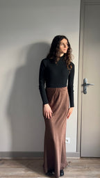Caro chocolat - Jupe longue en satin
