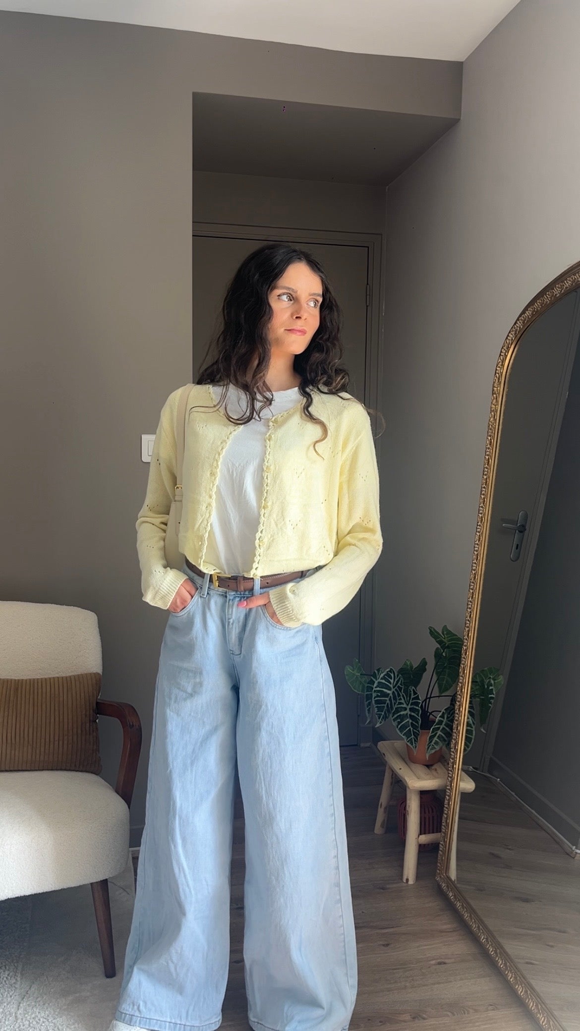 Marguerite jaune - Gilet maille fine