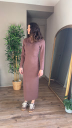 Julieta marron - Robe à encolure