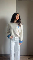 Charly beige - Pull brodé
