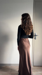 Caro chocolat - Jupe longue en satin