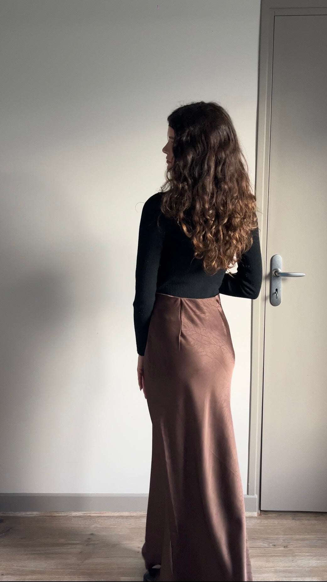 Caro chocolat - Jupe longue en satin