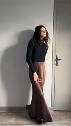 Caro chocolat - Jupe longue en satin
