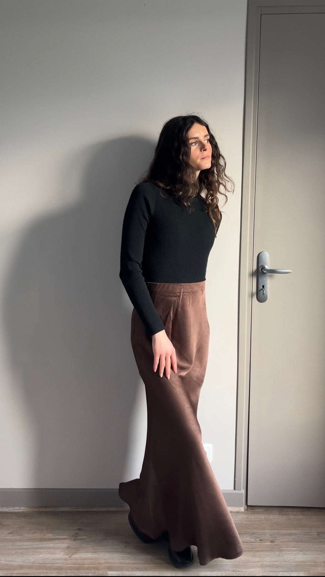 Caro chocolat - Jupe longue en satin