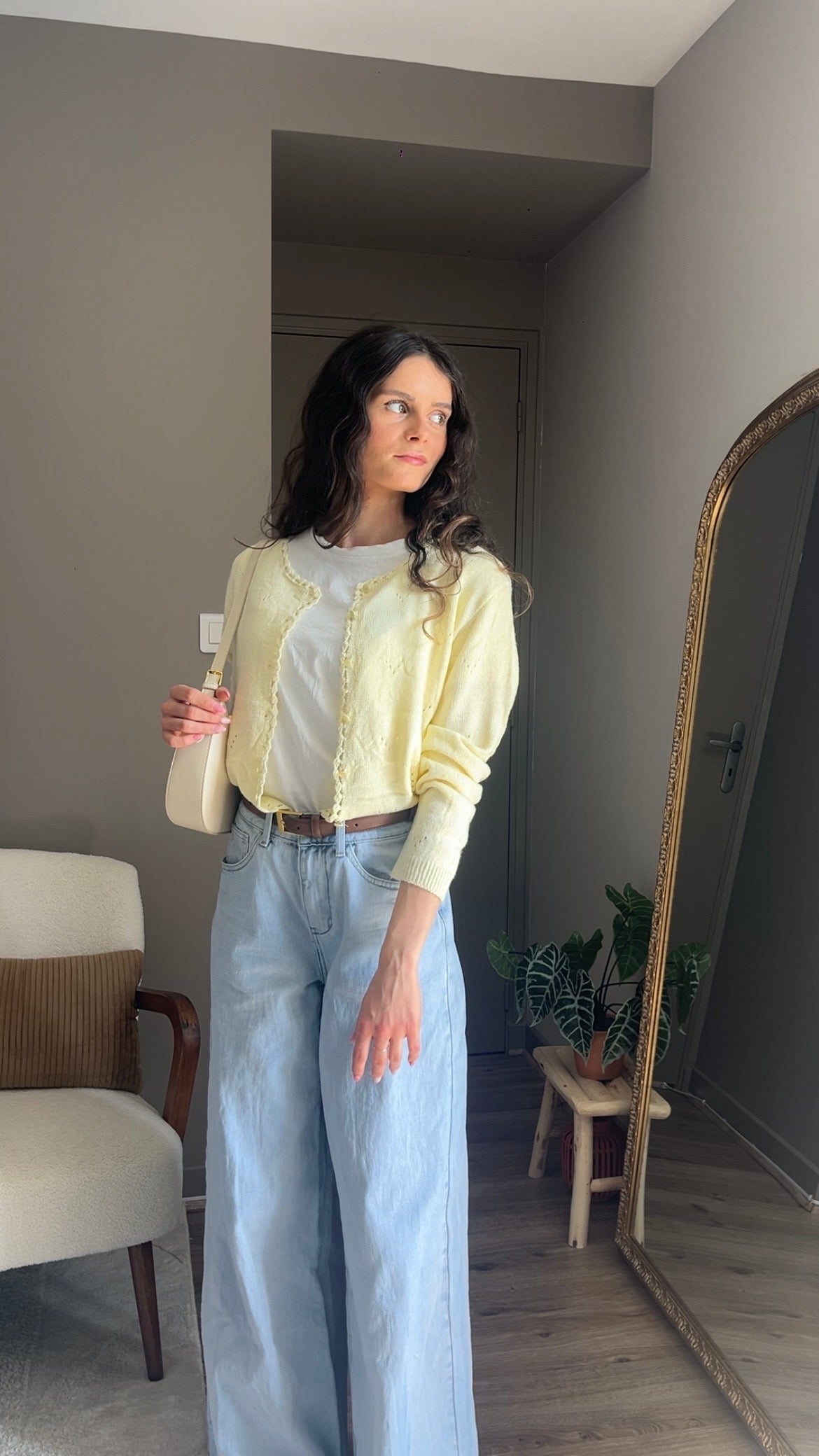 Marguerite jaune - Gilet maille fine