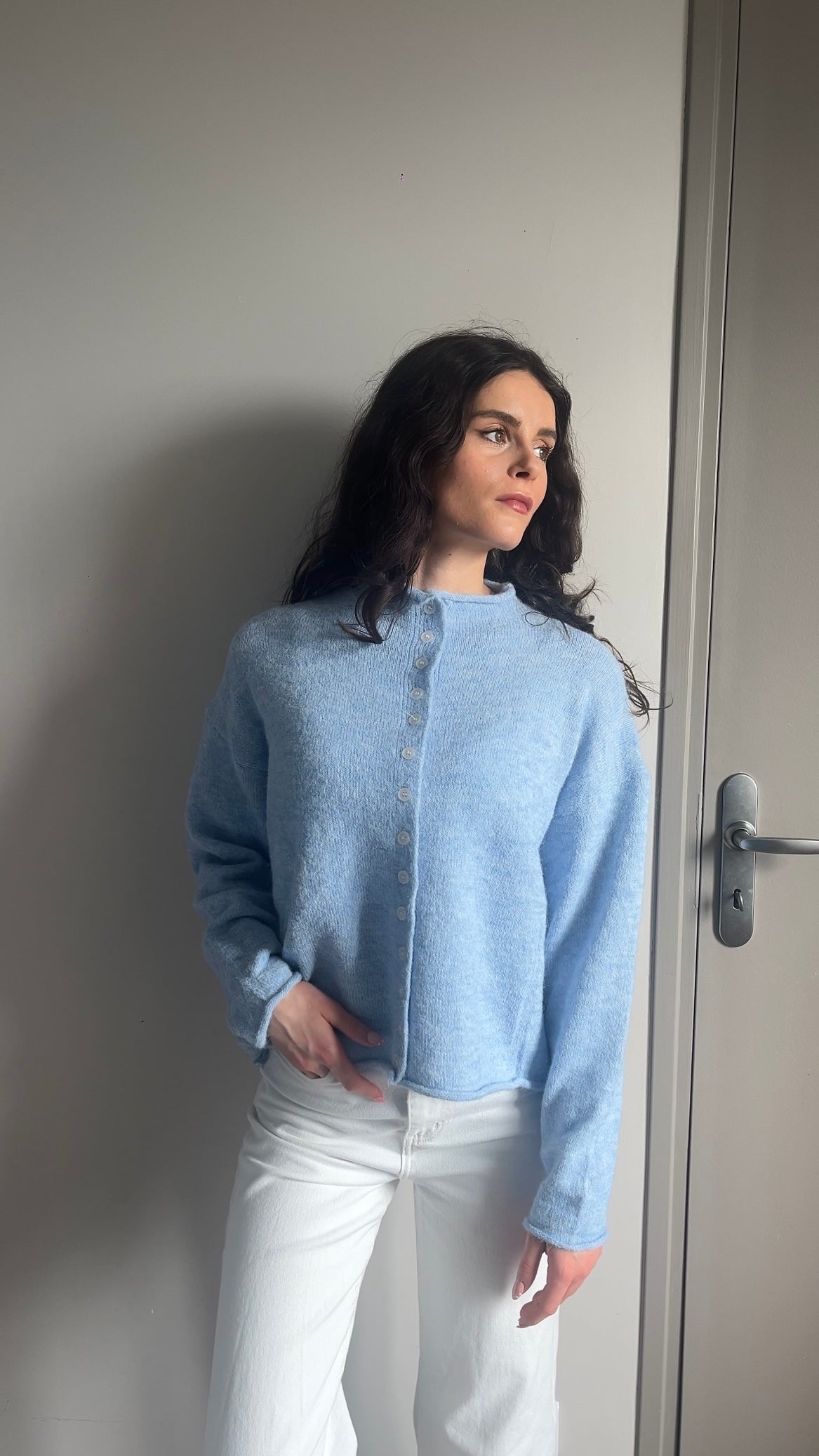 Elsa bleu - Gilet boutonné
