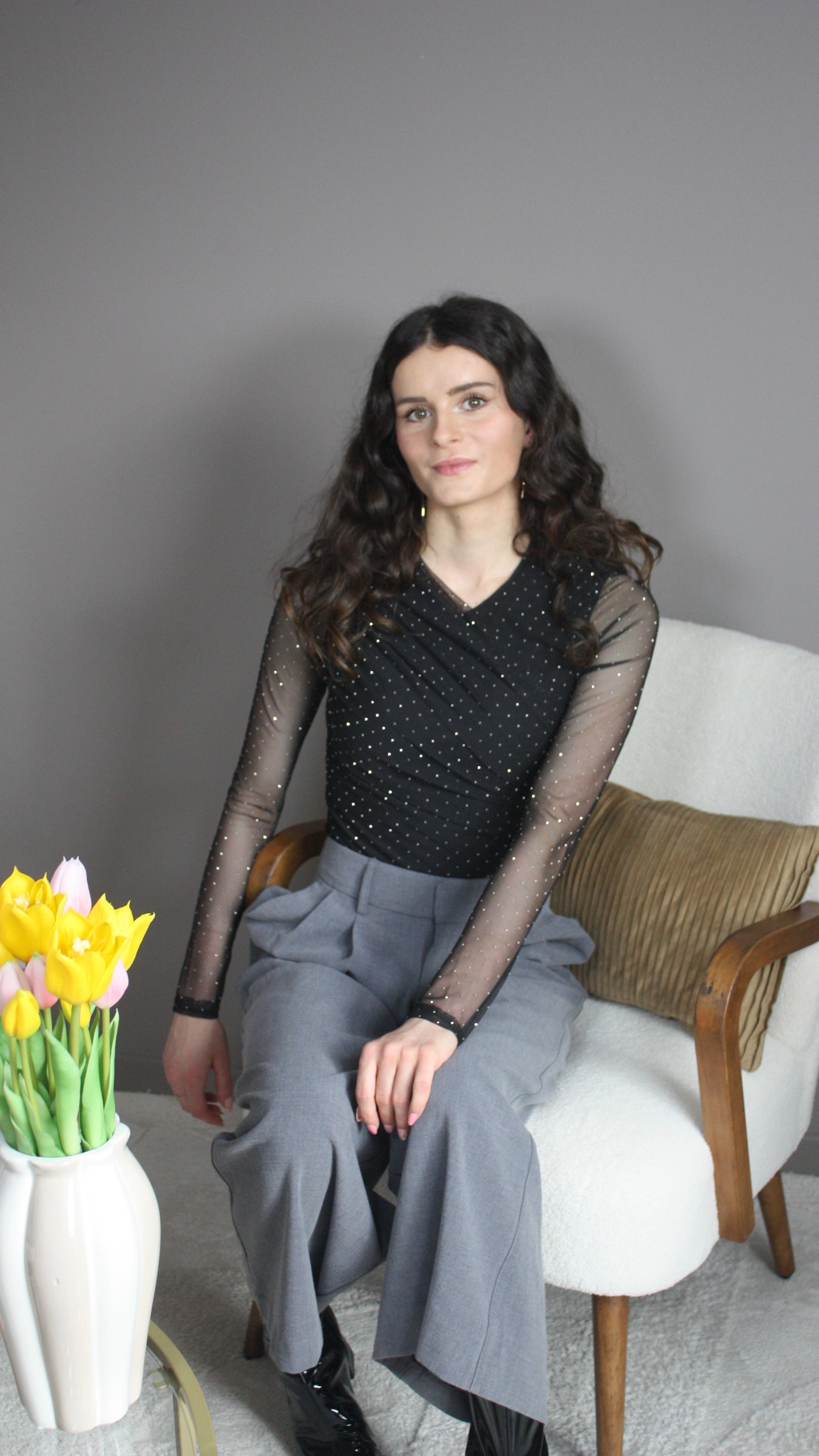 Gracie noir - Body maille transparente