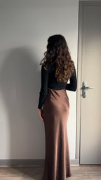 Caro chocolat - Jupe longue en satin