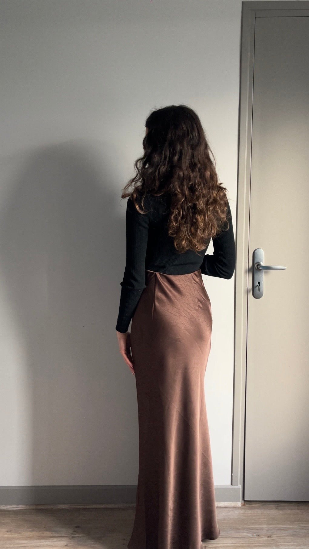 Caro chocolat - Jupe longue en satin