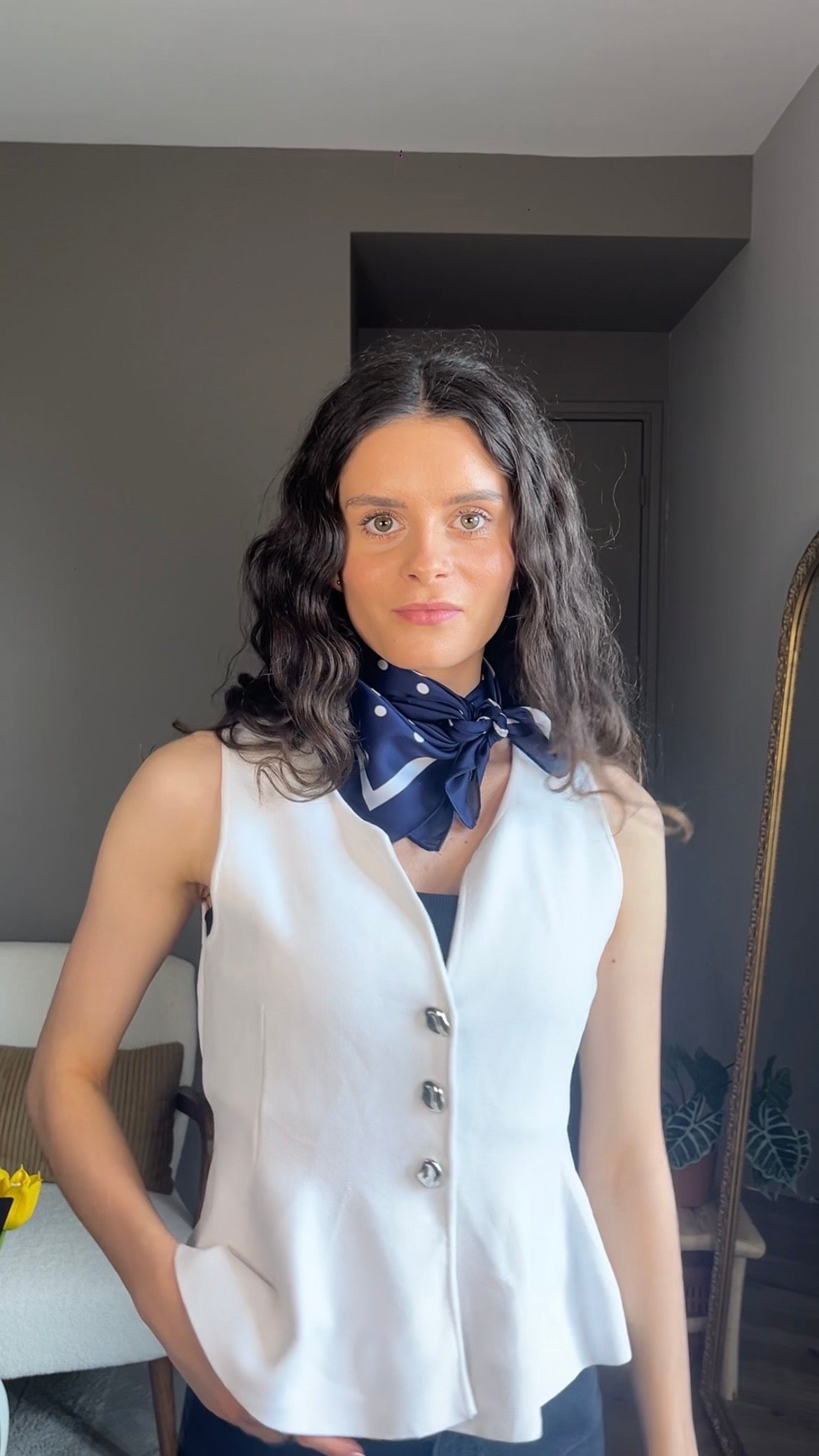 Danna bleue - Foulard à pois