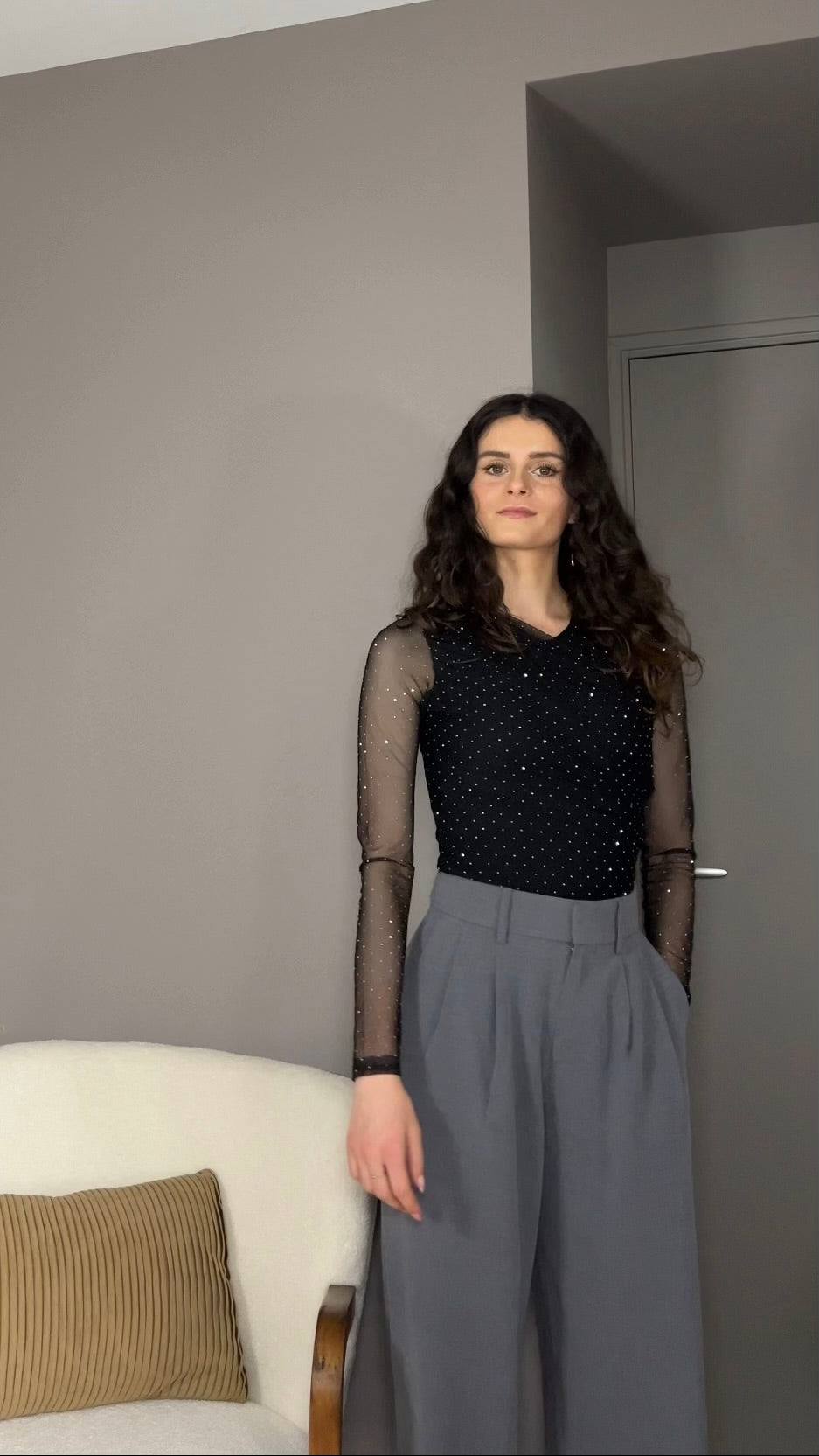 Gracie noir - Body maille transparente