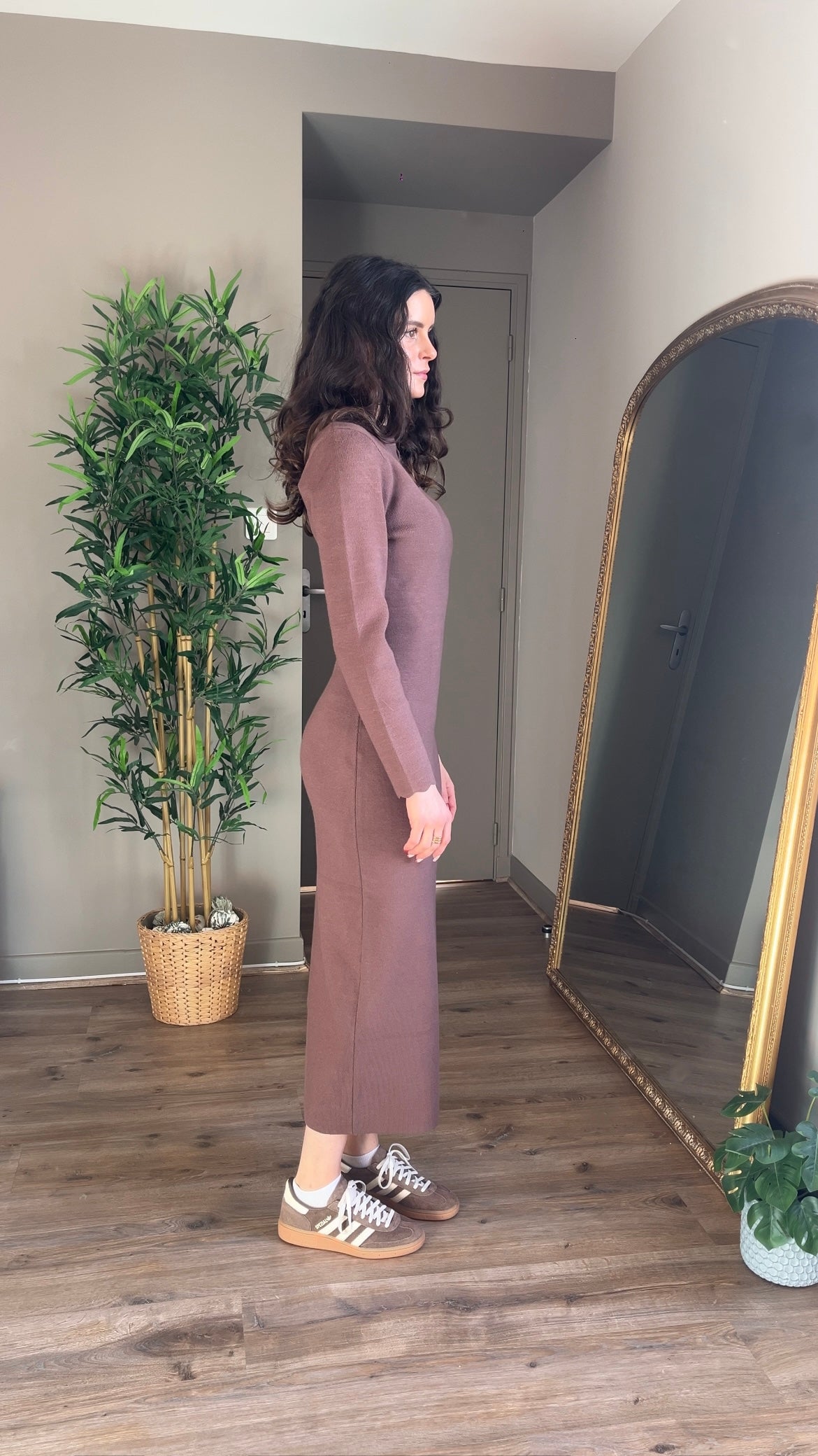 Julieta marron - Robe à encolure