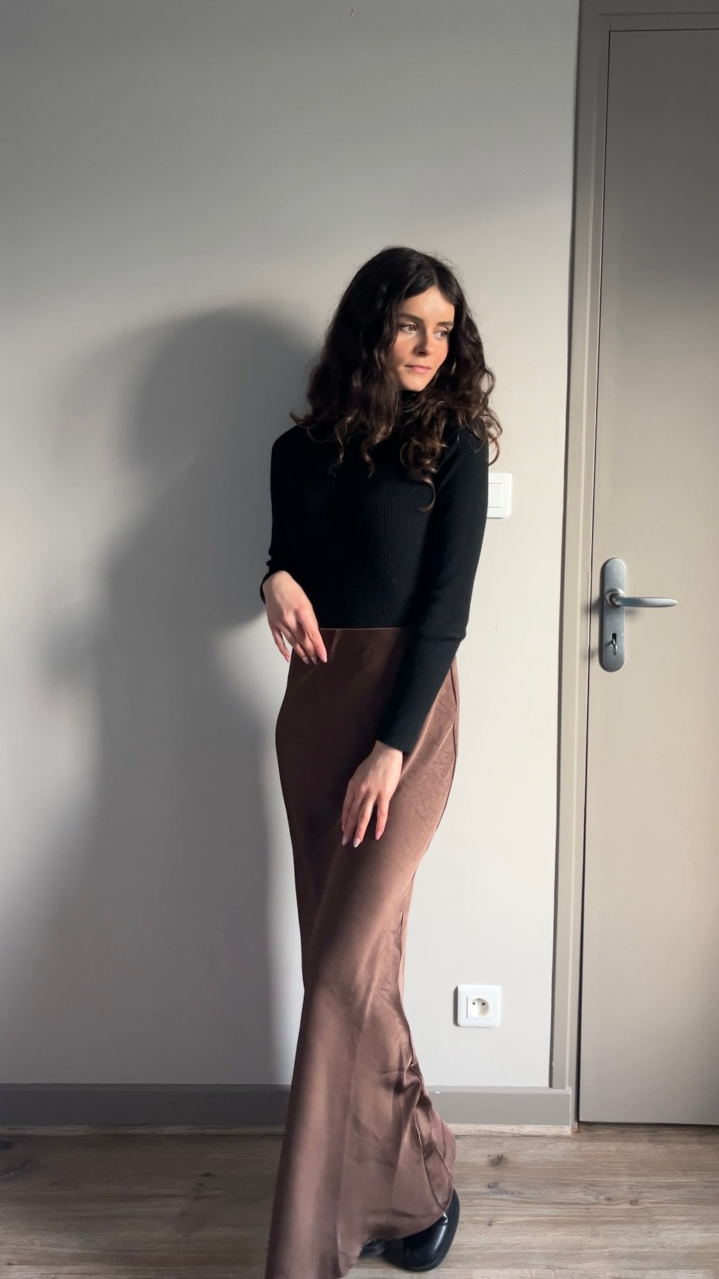 Caro chocolat - Jupe longue en satin