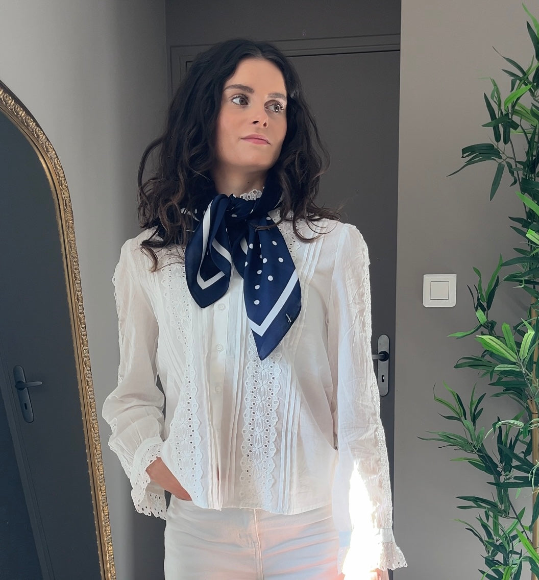 DANNA BLEU - FOULARD A POIS