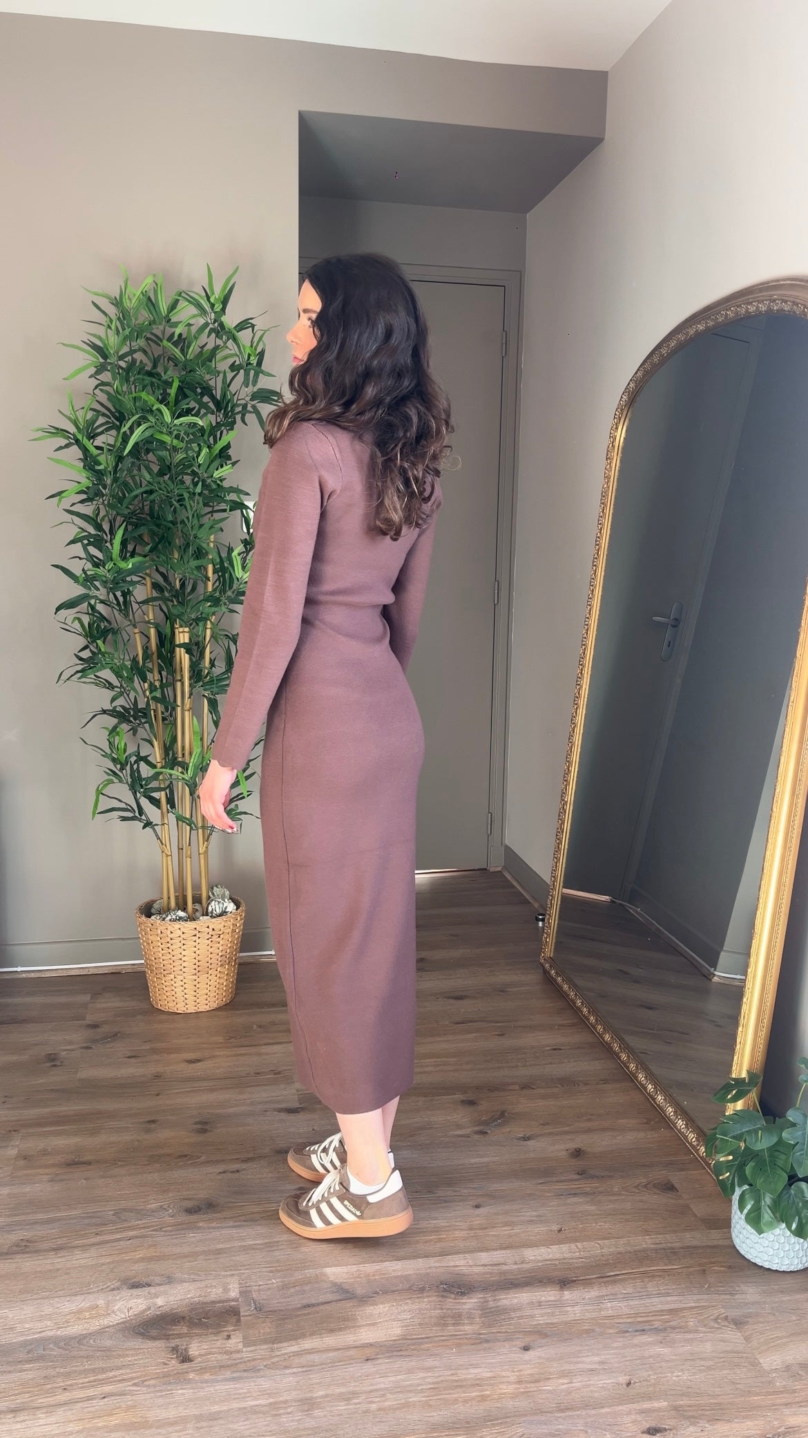 Julieta marron - Robe à encolure
