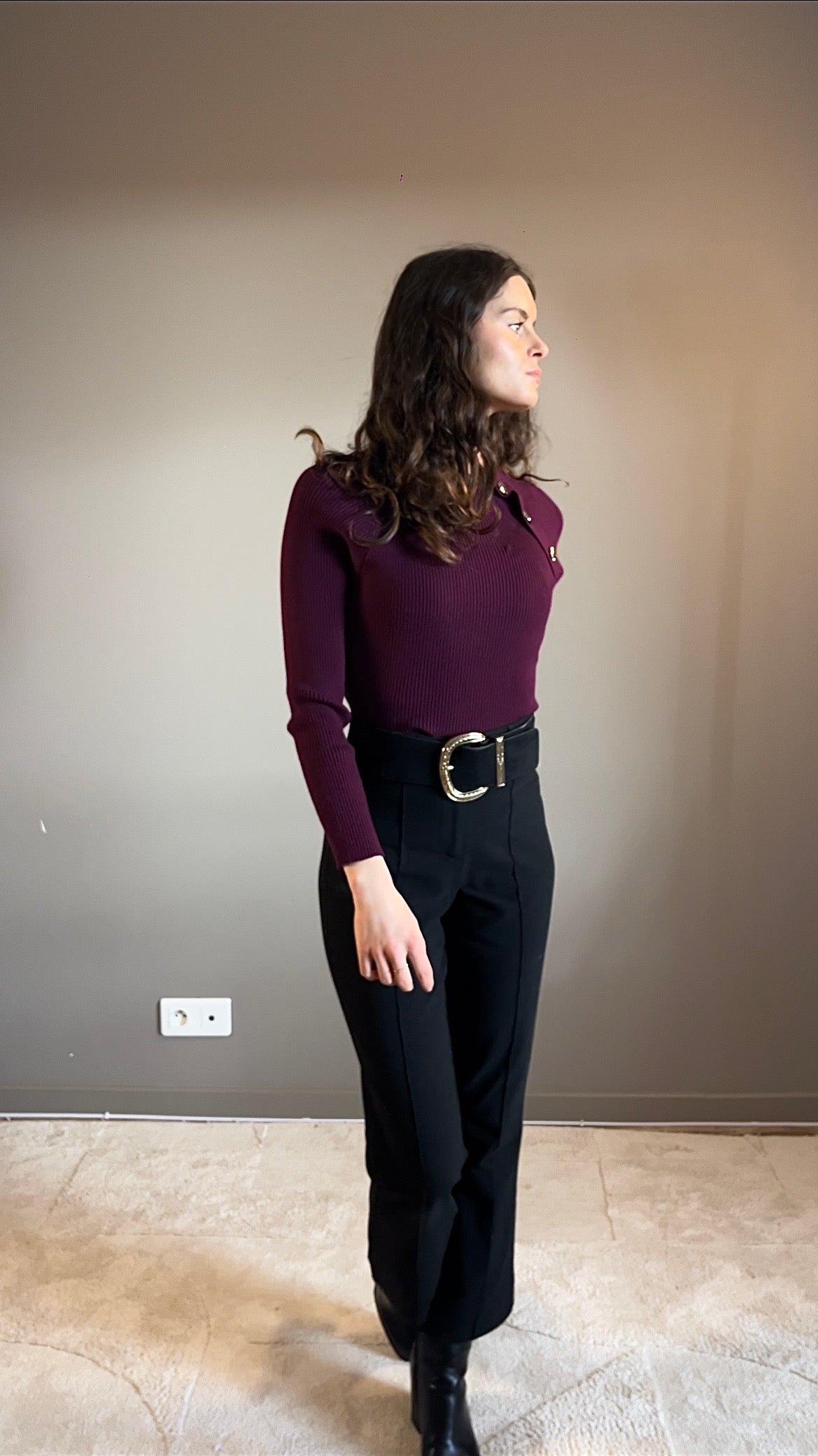 Nastia bordeaux - Pull structuré