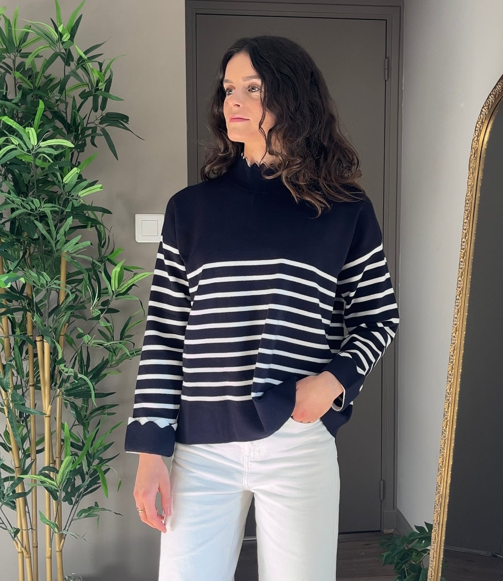 MAELYS BLEU - PULL MARINIERE